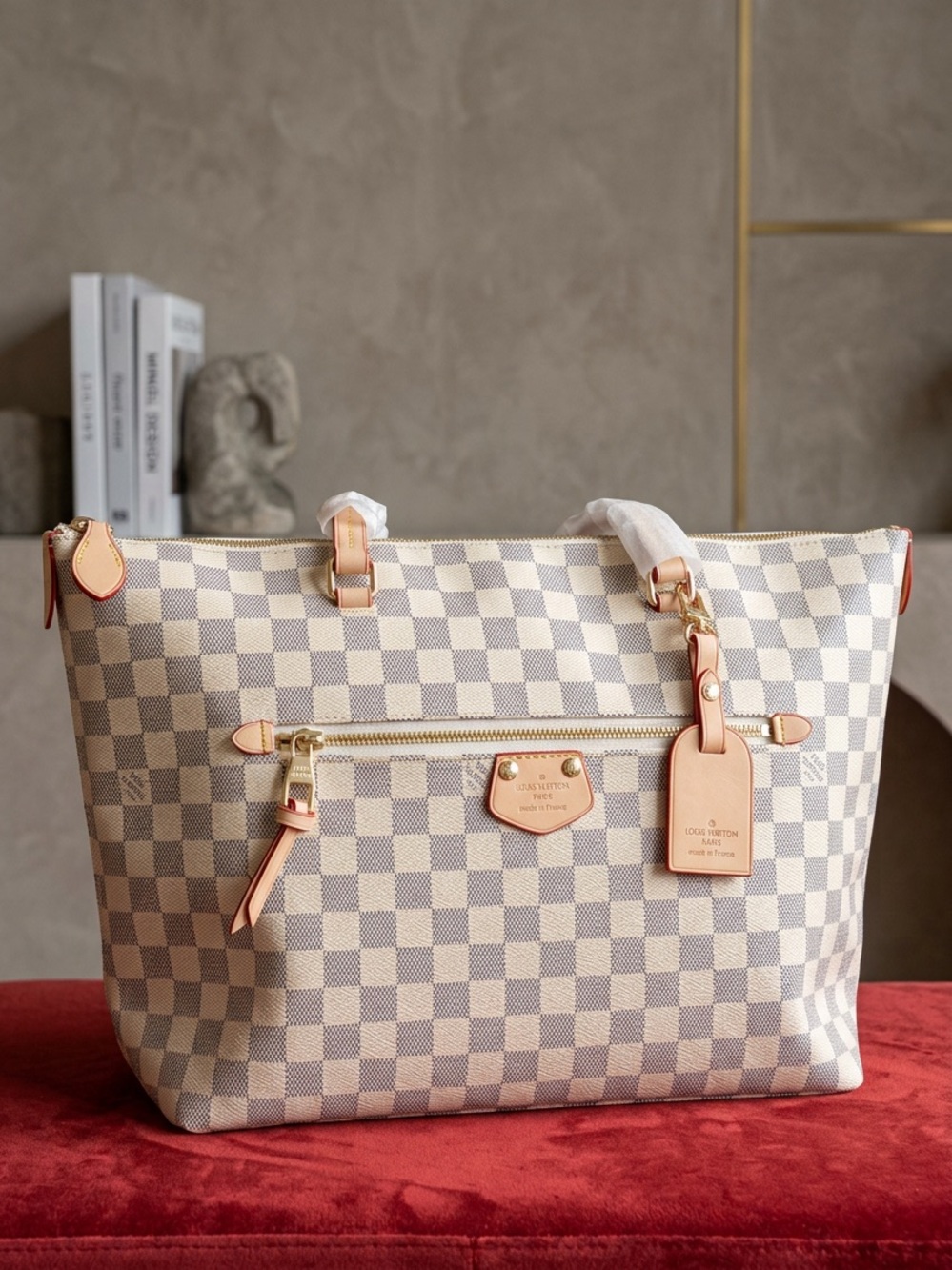 Louis Vuitton White Damier Azur Canvas Tote Bag from 2008